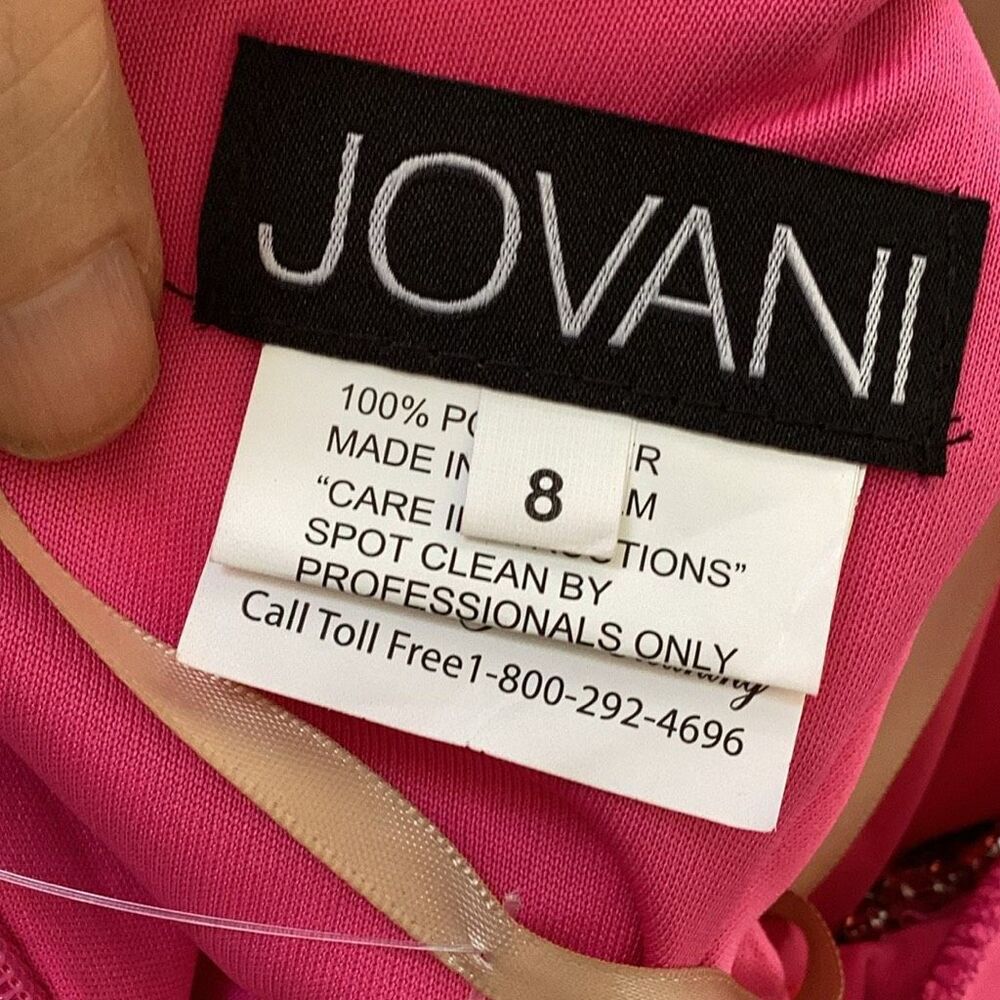 NWT Jovani Pink Beaded One Shoulder Evening Gown Pageant Black Tie Gala 8 - Picture 10 of 11